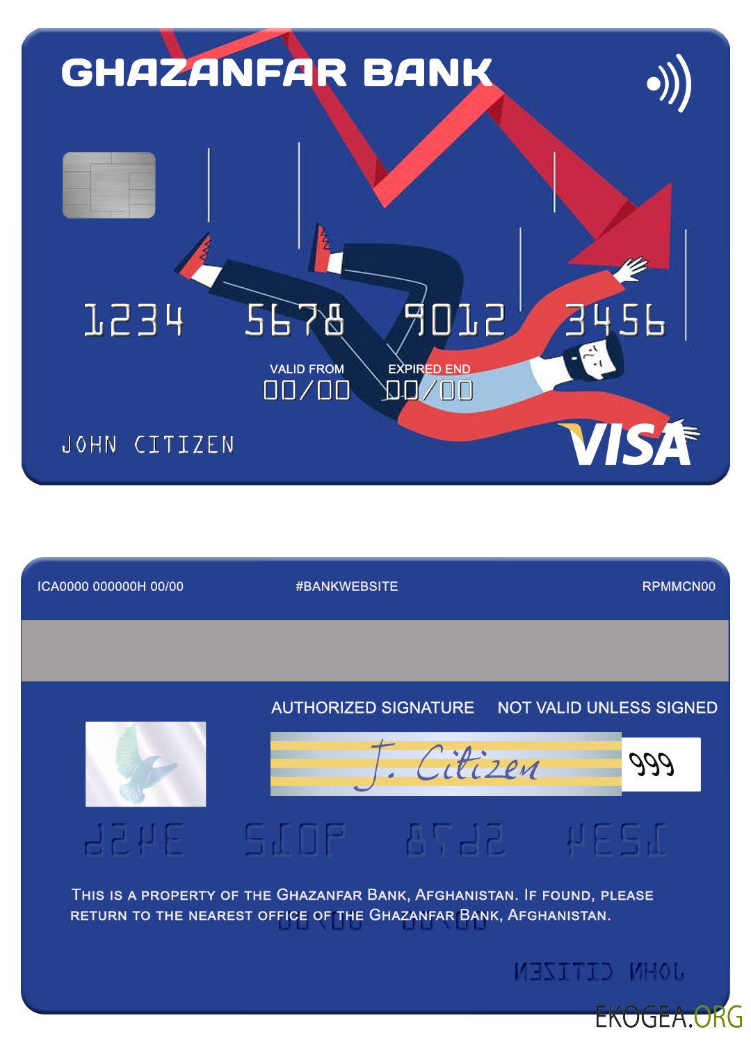 Carte visa de la banque Ghazanfar d'Afghanistan